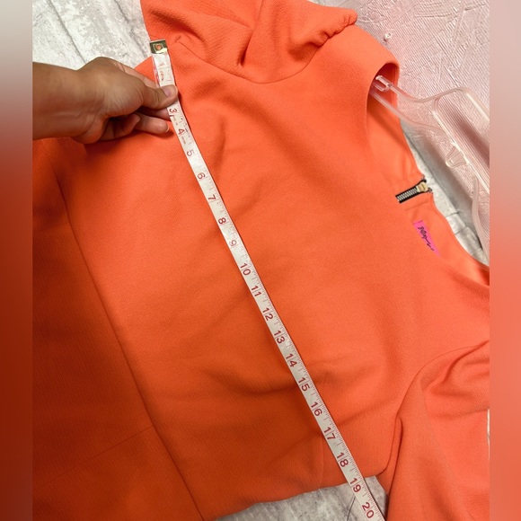 Vintage Betsy Johnson solid bright orange Peach knee Length Dress 12 - Picture 7 of 8